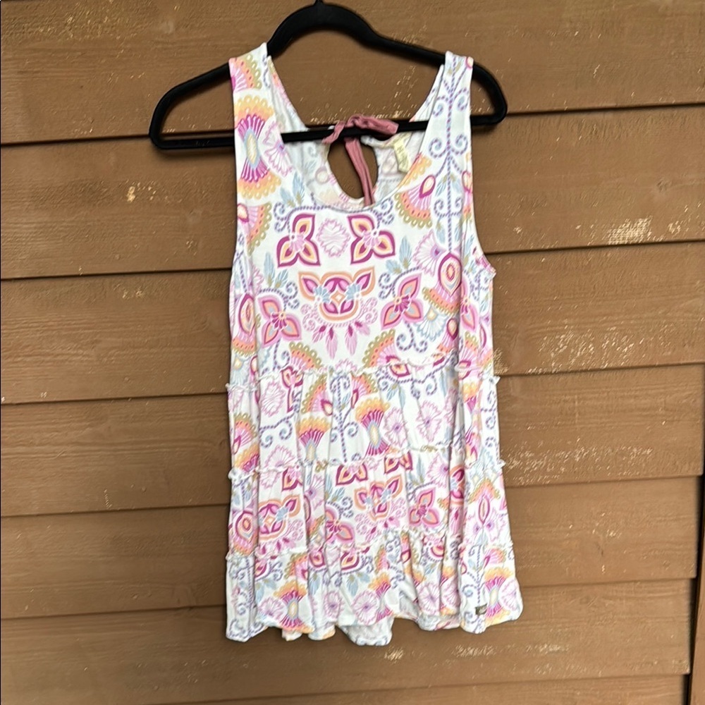 Matilda Jane Pink and blue Patterned Tiered Top size medium